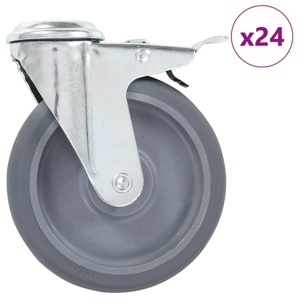 24 Ks Otočná Kolečka S Otvorem Pro Šroub 125 Mm