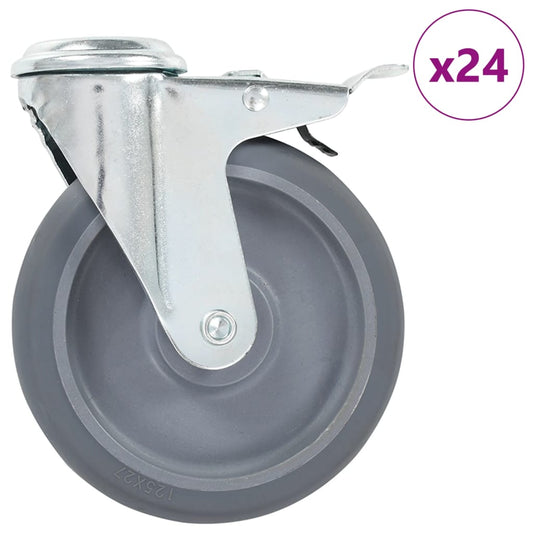 24 Ks Otočná Kolečka S Otvorem Pro Šroub 125 Mm