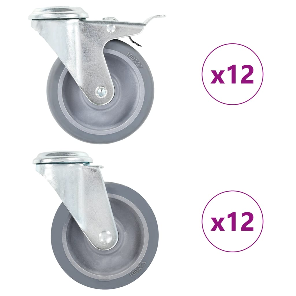 24 Ks Otočná Kolečka S Otvorem Pro Šroub 100 Mm