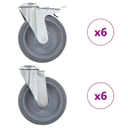 12 Ks Otočná Kolečka S Otvorem Pro Šroub 125 Mm