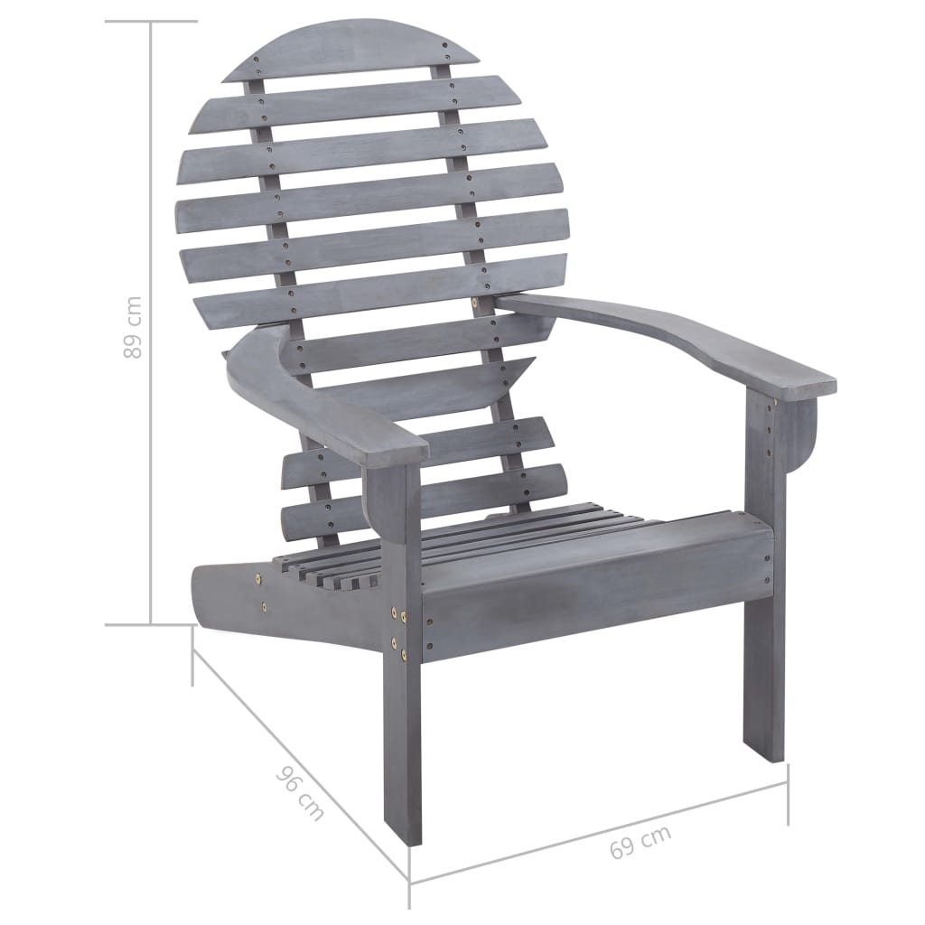 Křeslo Adirondack Masivní Akáciové Dřevo Šedé