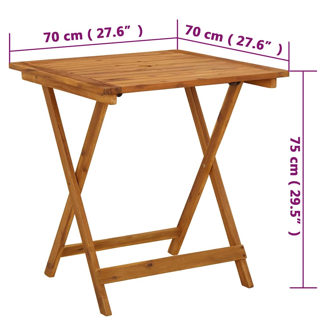 Skládací Zahradní Stůl 70 X 70 X 75 Cm Masivní Akáciové Dřevo