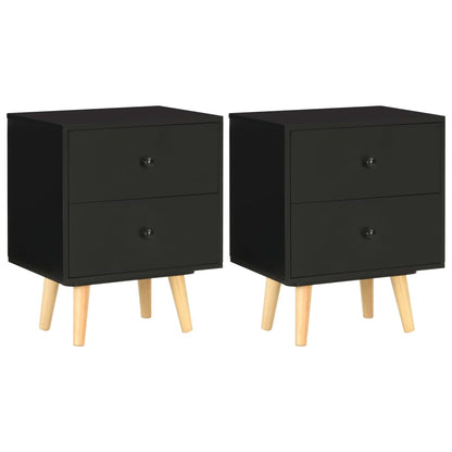 Noční Stolky 2 Ks Černé 40 X 30 X 50 Cm Masivní Borové Dřevo