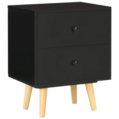 Noční Stolky 2 Ks Černé 40 X 30 X 50 Cm Masivní Borové Dřevo