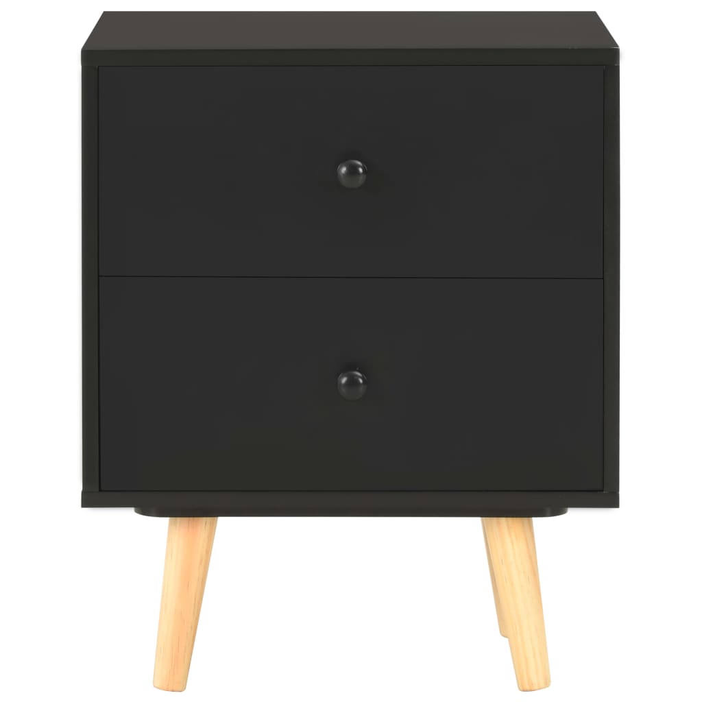 Noční Stolky 2 Ks Černé 40 X 30 X 50 Cm Masivní Borové Dřevo