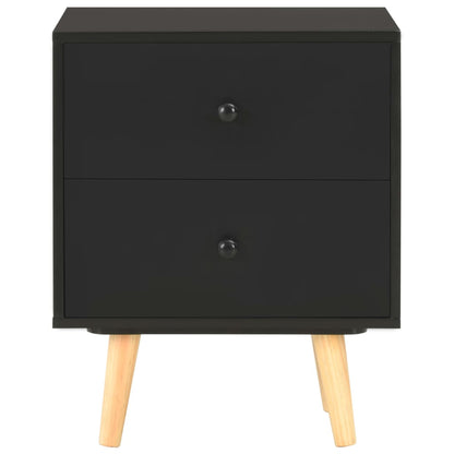 Noční Stolky 2 Ks Černé 40 X 30 X 50 Cm Masivní Borové Dřevo