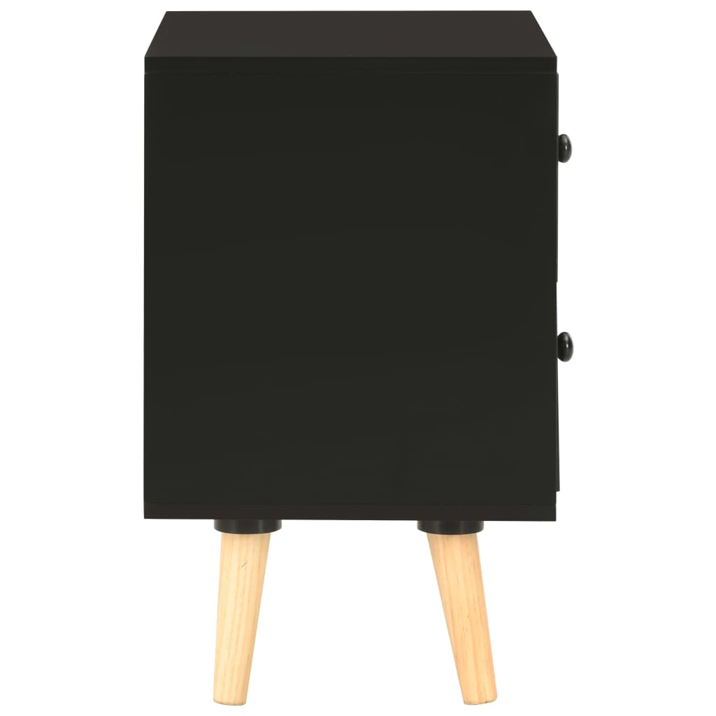 Noční Stolky 2 Ks Černé 40 X 30 X 50 Cm Masivní Borové Dřevo