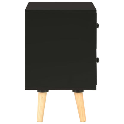 Noční Stolky 2 Ks Černé 40 X 30 X 50 Cm Masivní Borové Dřevo