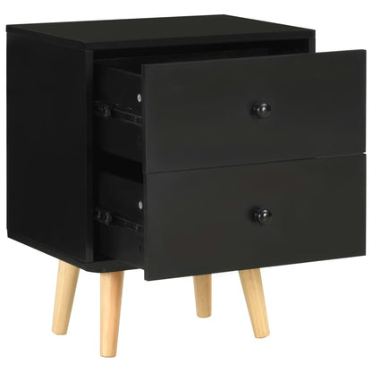Noční Stolky 2 Ks Černé 40 X 30 X 50 Cm Masivní Borové Dřevo