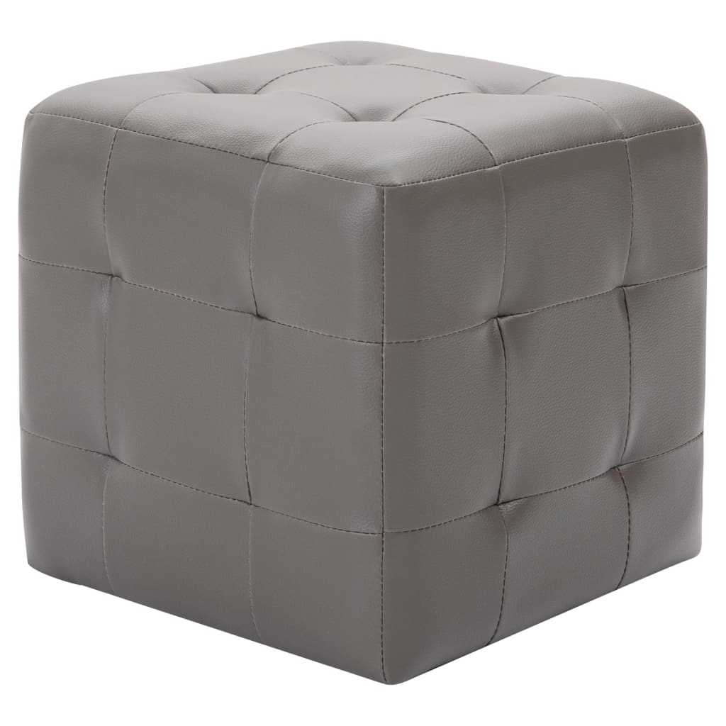 Taburety 2 Ks Šedé 30 X 30 X 30 Cm Umělá Kůže