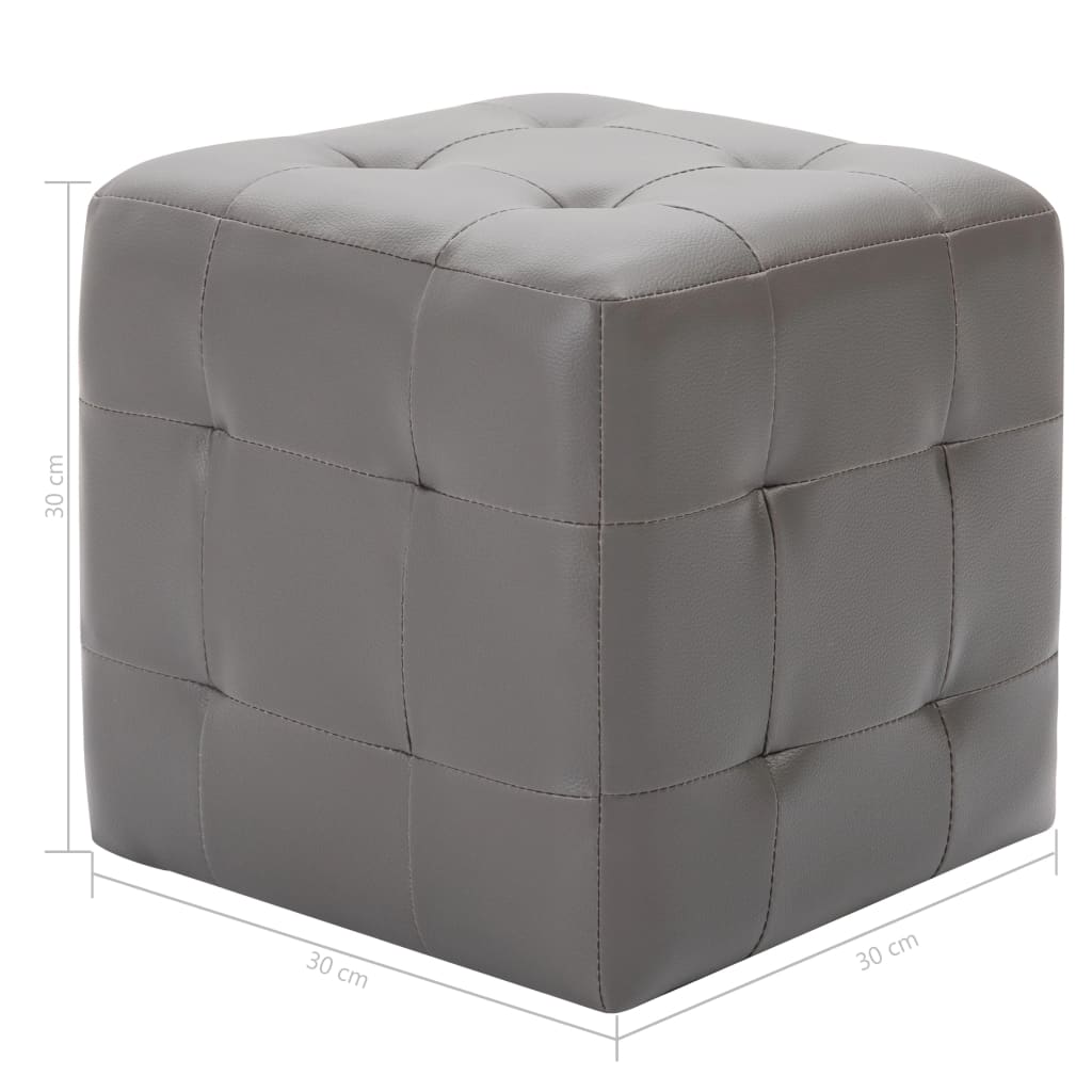Taburety 2 Ks Šedé 30 X 30 X 30 Cm Umělá Kůže