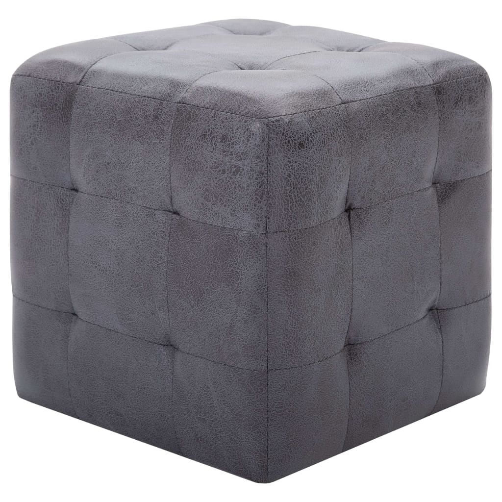 Taburety 2 Ks Šedé 30 X 30 X 30 Cm Umělá Broušená Kůže