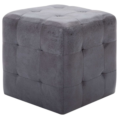 Taburety 2 Ks Šedé 30 X 30 X 30 Cm Umělá Broušená Kůže