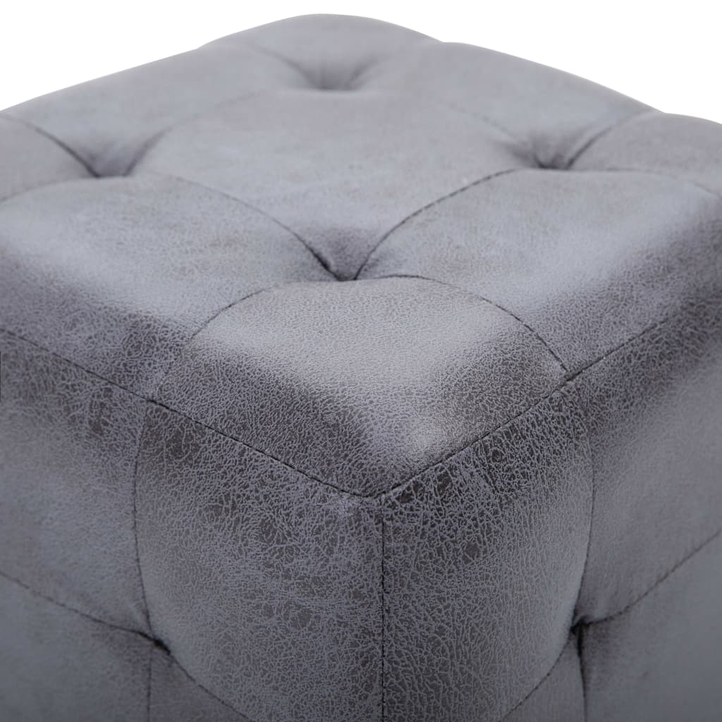 Taburety 2 Ks Šedé 30 X 30 X 30 Cm Umělá Broušená Kůže