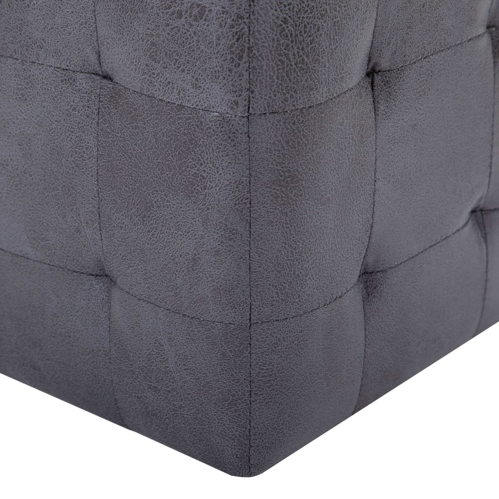 Taburety 2 Ks Šedé 30 X 30 X 30 Cm Umělá Broušená Kůže
