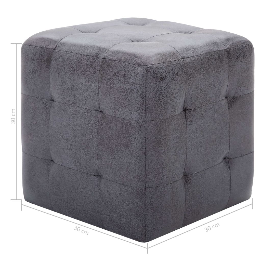 Taburety 2 Ks Šedé 30 X 30 X 30 Cm Umělá Broušená Kůže