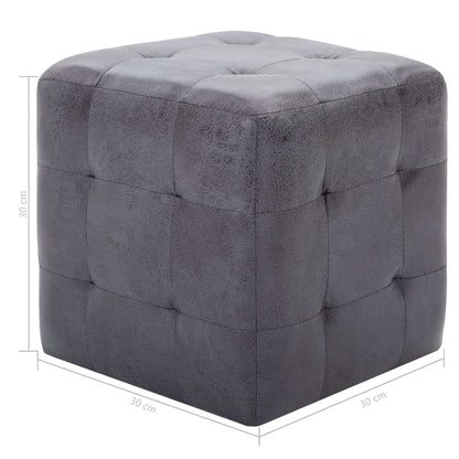 Taburety 2 Ks Šedé 30 X 30 X 30 Cm Umělá Broušená Kůže