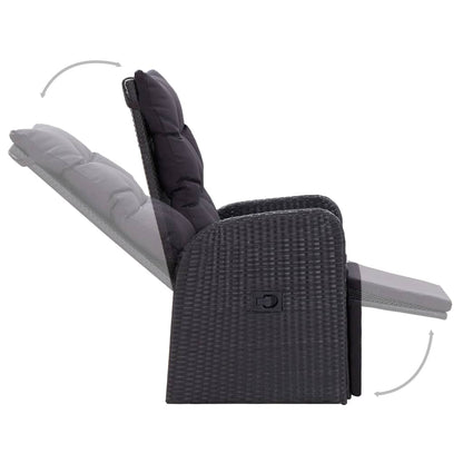 3Dílný Bistro Set S Poduškami Polyratan Černý