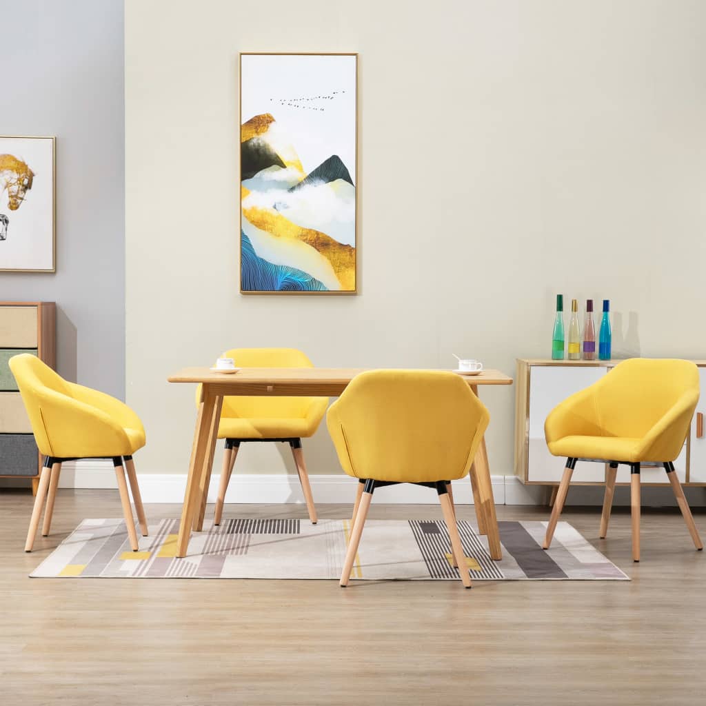 Jídelní Židle 2 Ks Žluté Textil