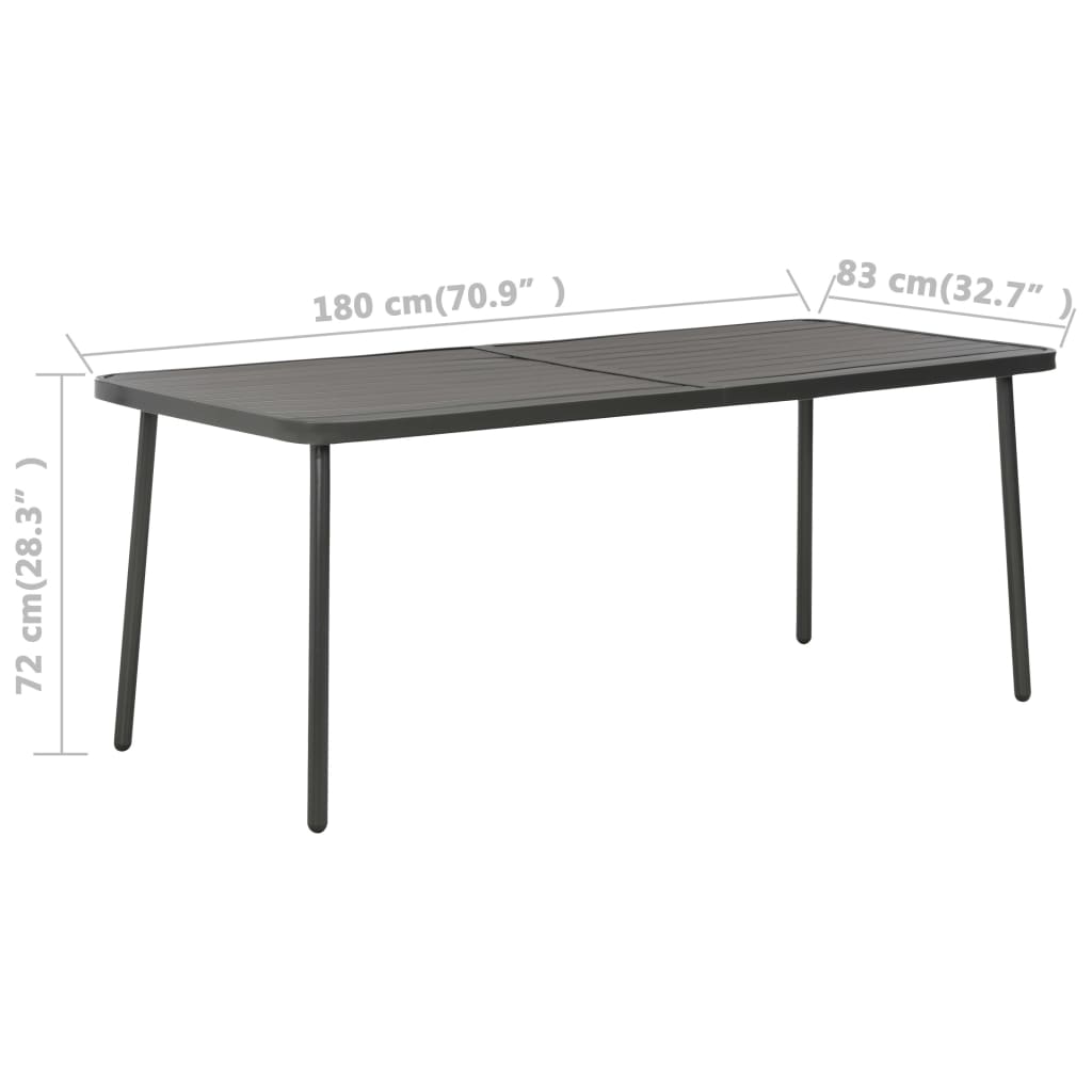 Zahradní Stůl Tmavě Šedý 180 X 83 X 72 Cm Ocel