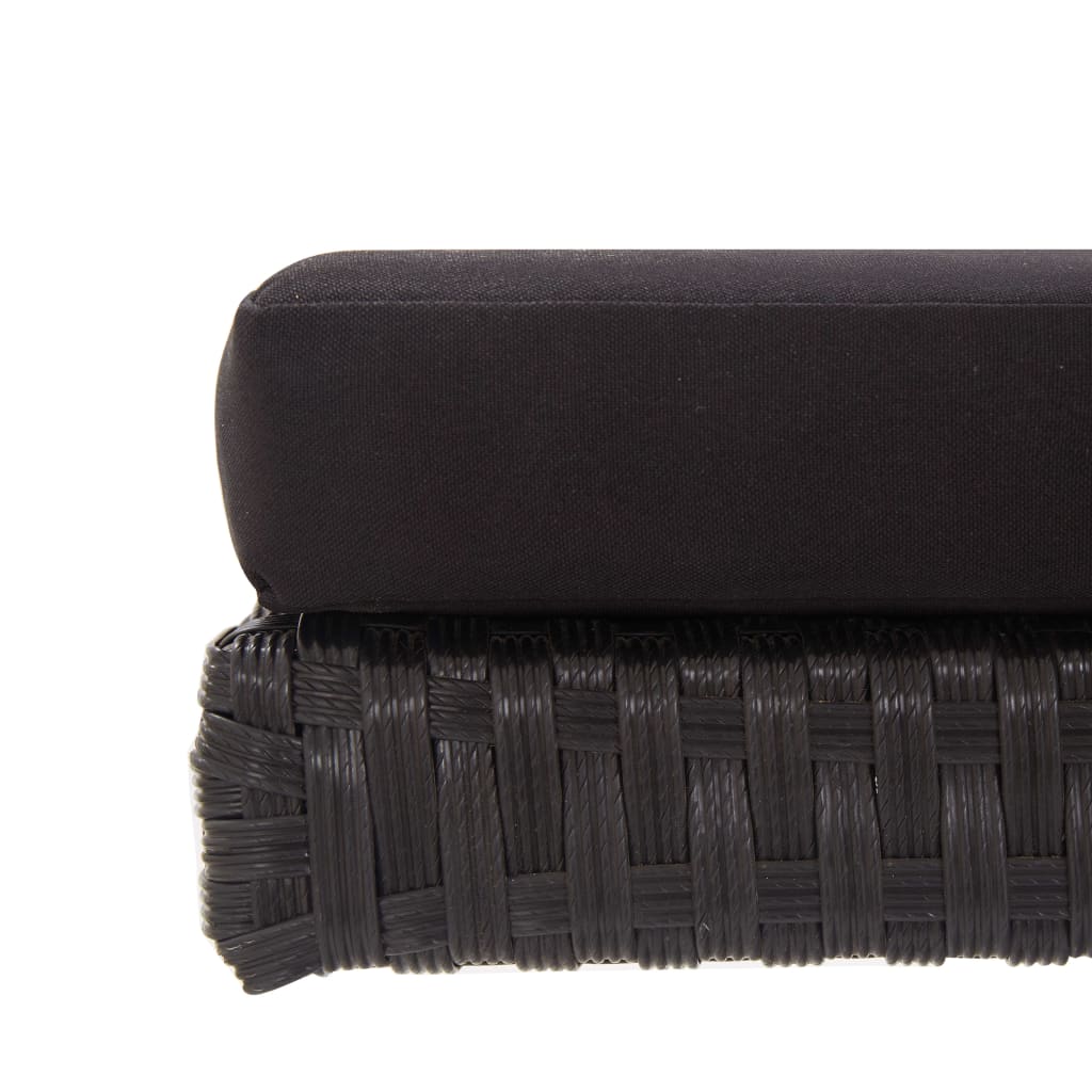 Zahradní Lavice S Poduškami 176 Cm Černá Polyratan