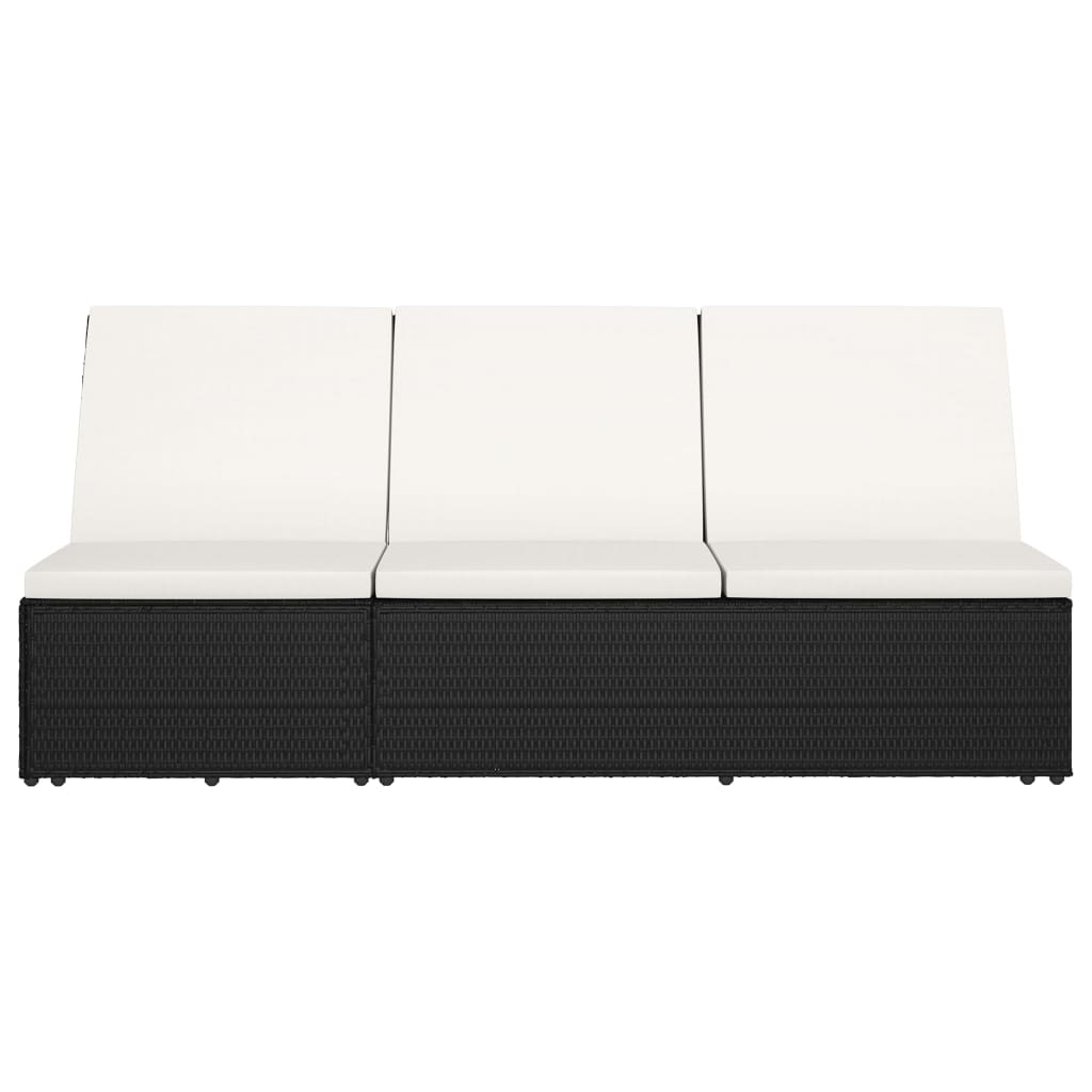 Rozkládací Zahradní Lehátko S Poduškou Polyratan Černé