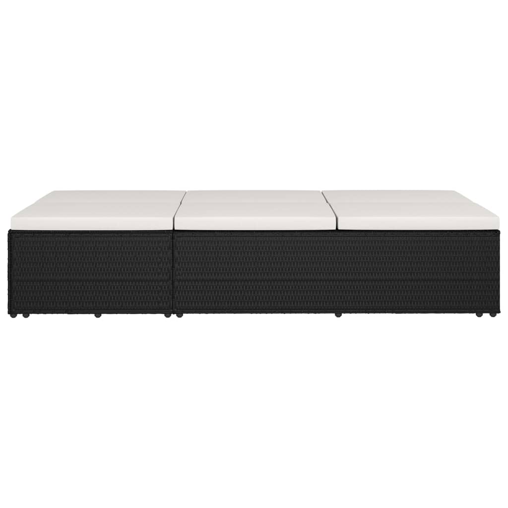 Rozkládací Zahradní Lehátko S Poduškou Polyratan Černé