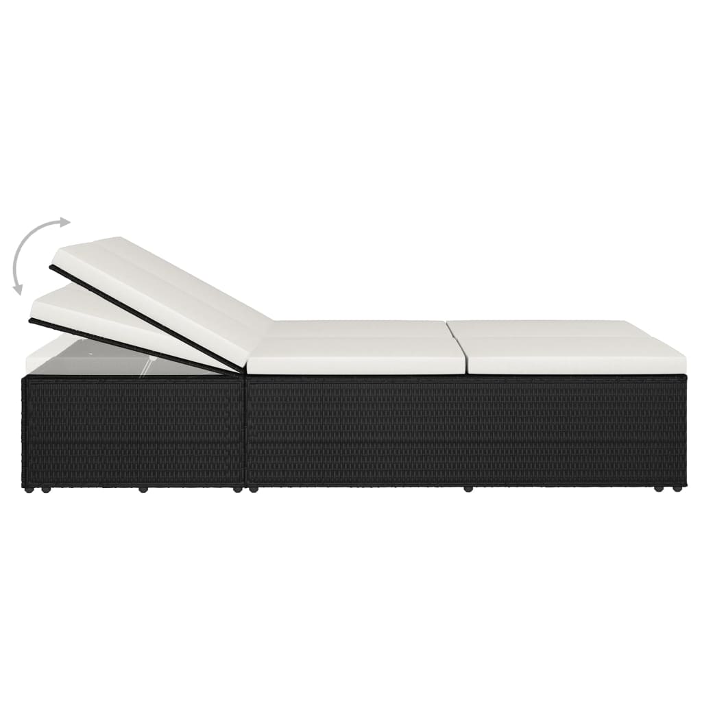 Rozkládací Zahradní Lehátko S Poduškou Polyratan Černé