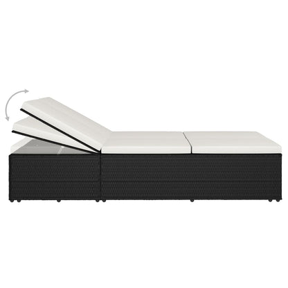 Rozkládací Zahradní Lehátko S Poduškou Polyratan Černé