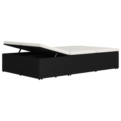 Rozkládací Zahradní Lehátko S Poduškou Polyratan Černé