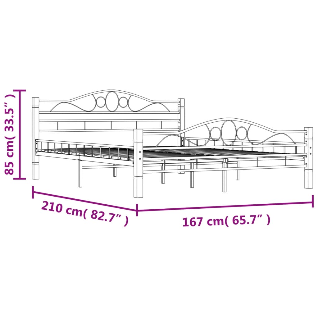 Rám Postele Černý Kovový
