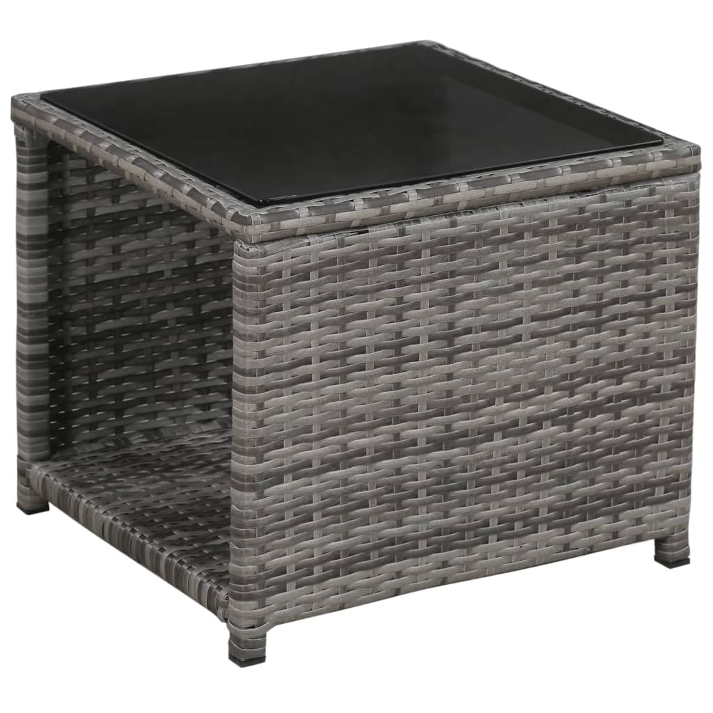 3Dílný Bistro Set S Poduškami Polyratan Šedý