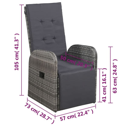 3Dílný Bistro Set S Poduškami Polyratan Šedý