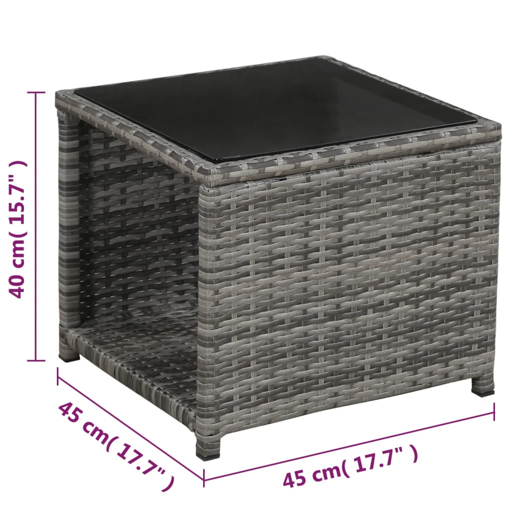3Dílný Bistro Set S Poduškami Polyratan Šedý