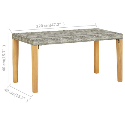 Zahradní Lavice 120 Cm Šedá Polyratan A Masivní Akácie