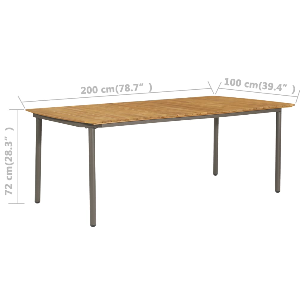Zahradní Stůl 200 X 100 X 72 Cm Masivní Akáciové Dřevo A Ocel