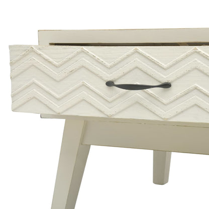 Konferenční Stolek 2 Zásuvky Vyřezávaný Šedý 110X50X40 Cm Dřevo