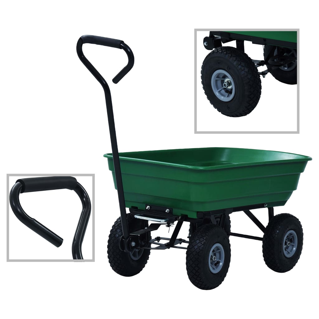 Zahradní Sklápěcí Ruční Vozík 300 Kg 75 L Zelený