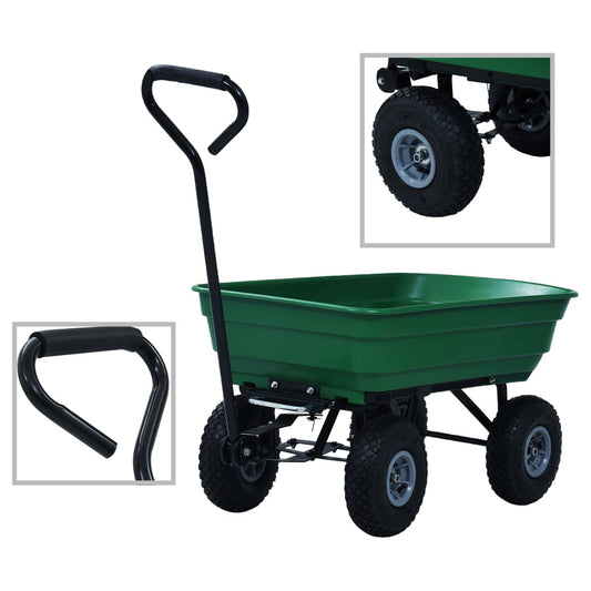 Zahradní Sklápěcí Ruční Vozík 300 Kg 75 L Zelený