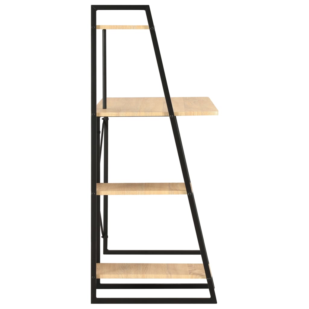 Psací Stůl S Poličkami Černý A Dub 102 X 50 X 117 Cm