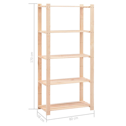 Úložný Regál 5 Polic 80X38X170 Cm Masivní Borovice 250 Kg