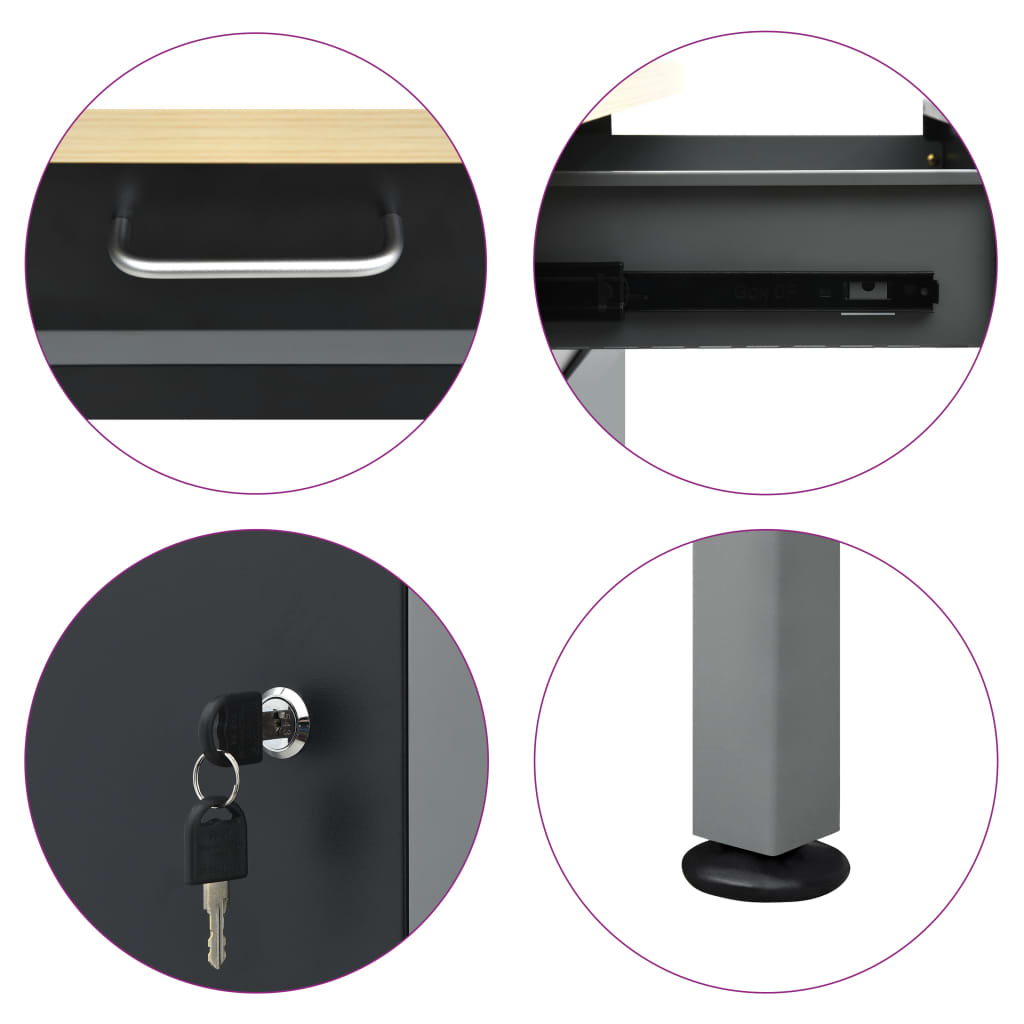 Pracovní Stůl Černý 160 X 60 X 85 Cm Ocel