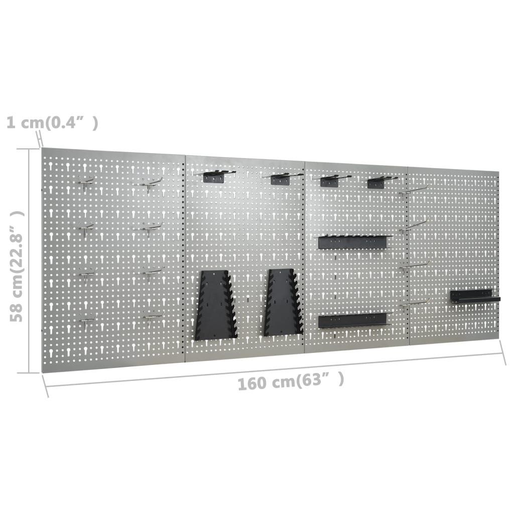 Nástěnné Děrované Panely 4 Ks 40 X 58 Cm Ocel