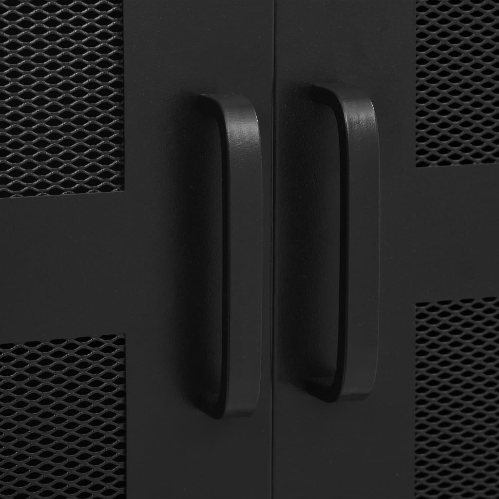 Kancelářská skříň pletivové dveře industriální černá 75x40x120
