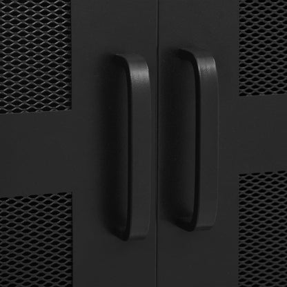 Kancelářská Skříň Pletivové Dveře Industriální Černá 75X40X120