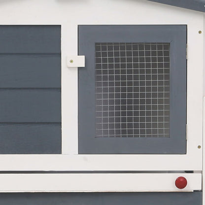 Velká Venkovní Králíkárna Šedo-Bílá 204 X 45 X 85 Cm Dřevo