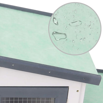 Velká Venkovní Králíkárna Šedo-Bílá 204 X 45 X 85 Cm Dřevo