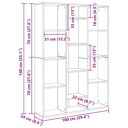 Dělicí Stěna / Knihovna Betonově Šedá 100X24X140 Cm Kompozit