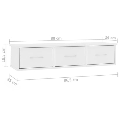 Nástěnná Police Se Zásuvkami Bílá 88X26X18,5Cm Kompozitní Dřevo