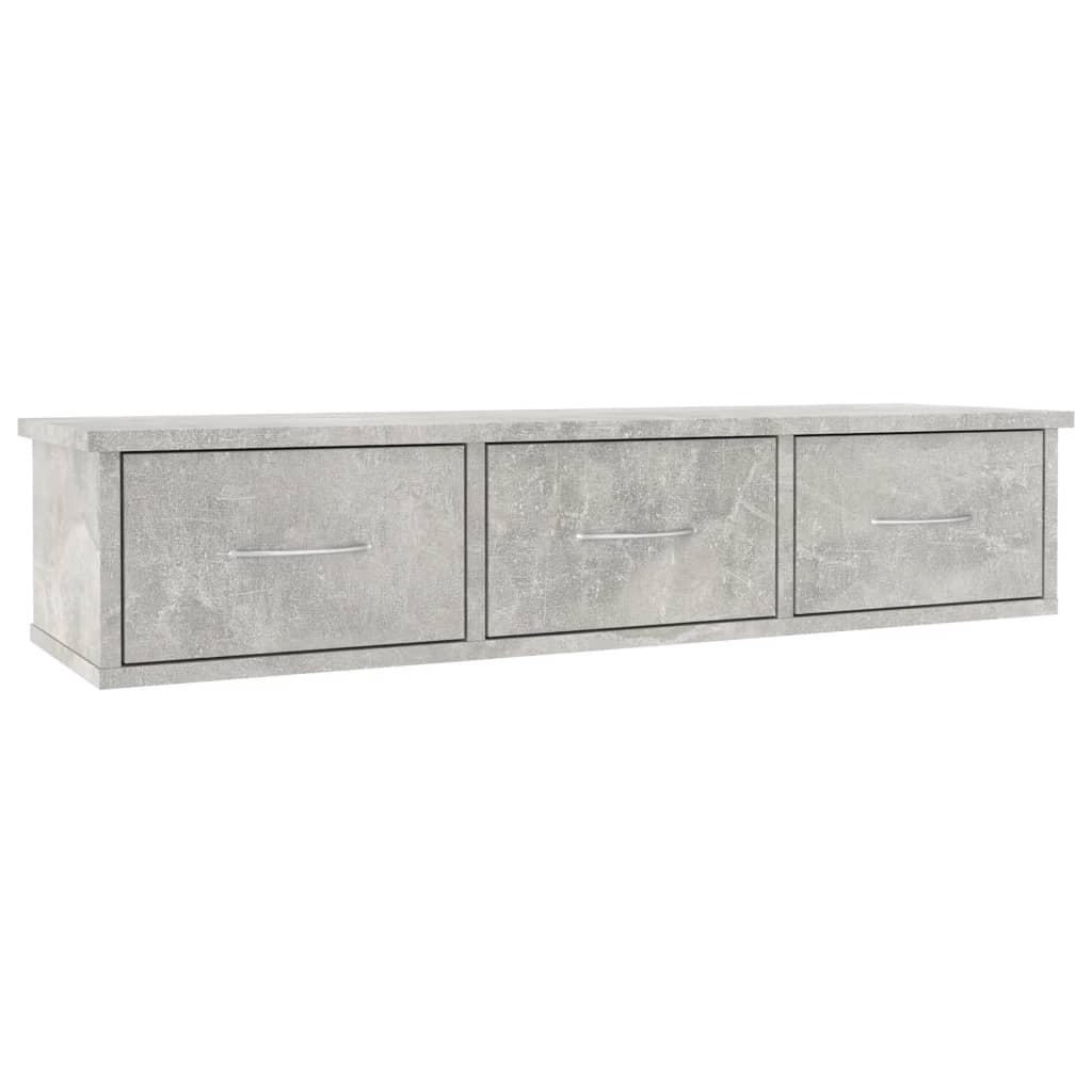 Nástěnná Police Se Zásuvkami Šedá 88X26X18,5Cm Kompozitní Dřevo